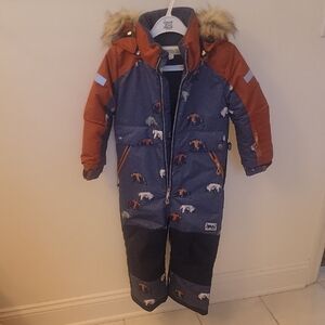 Deux par Deux Gray and Orange Snowsuit